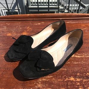 Prada - Black Suede Flats - Size 40